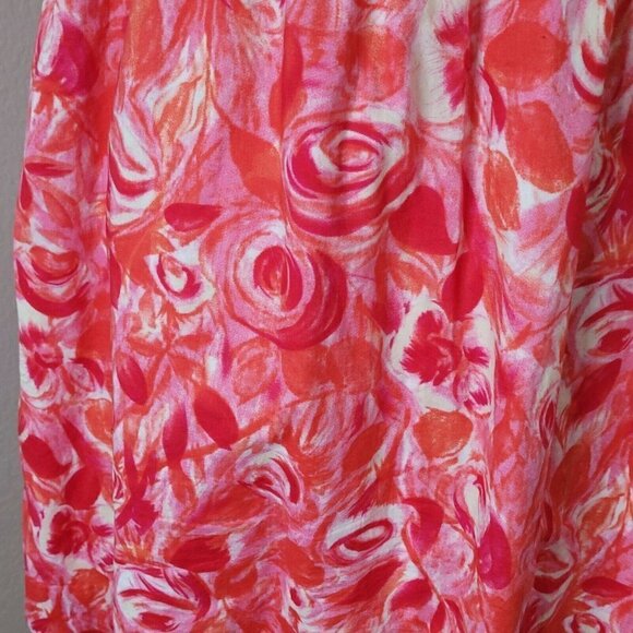 Garnet Hill Red & Pink Spring Floral Cotton Fit & Flare Dress Size 10 Petite - Picture 6 of 12